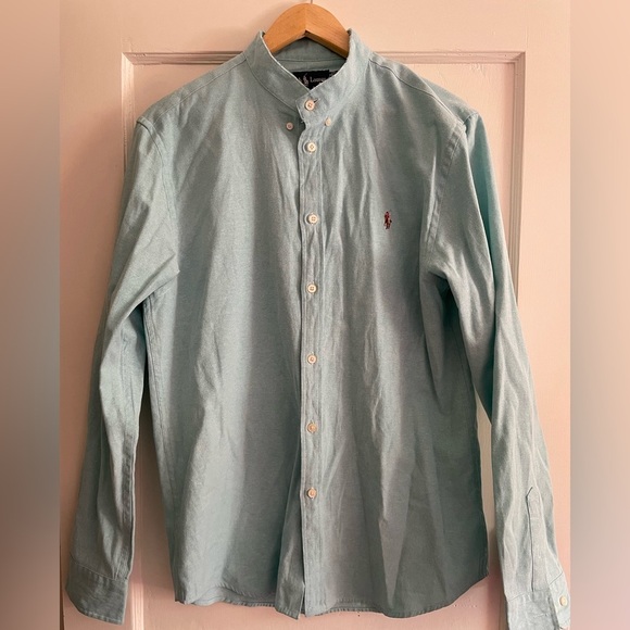 Ralph Lauren Custom Fit Band Collar Shirt XXL Y2K Vintage - Picture 1 of 11